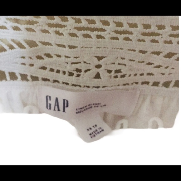 NWT GAP Linen Crochet/Lace Trim Tank/Top With Round Neck Ivory White Size Small - Picture 10 of 11